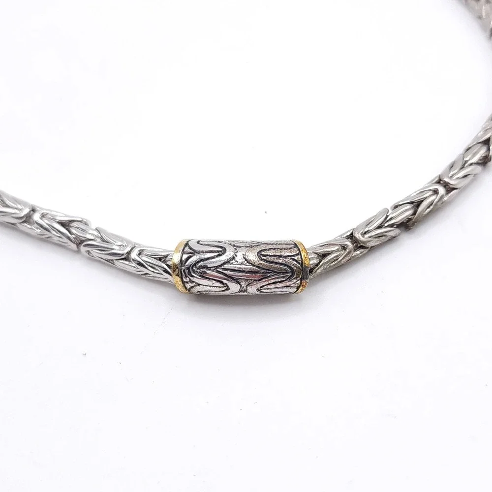 Byzantine Chain Necklace Silver Gold 18in